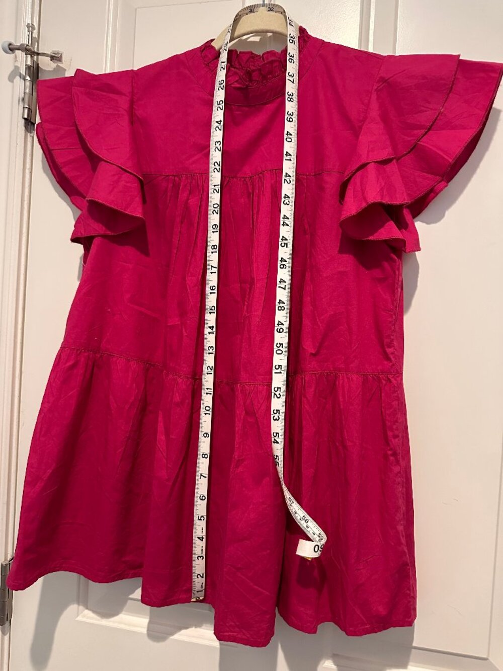 NWT Anthropologie Maeve Fuschia blouse, with ruffles and flutter sleeve, Size M